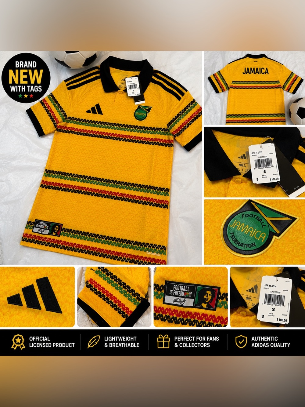 🇯🇲 Adidas Jamaica National Team Home Jersey - official licensed - Picture 2 of 11